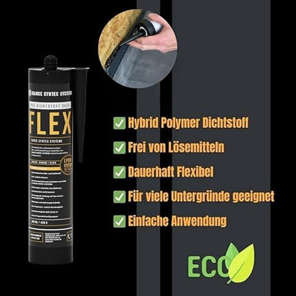 Dichtstoff Dach FLEX Hybridkleber (schwarz), 290-ml-Kartusche